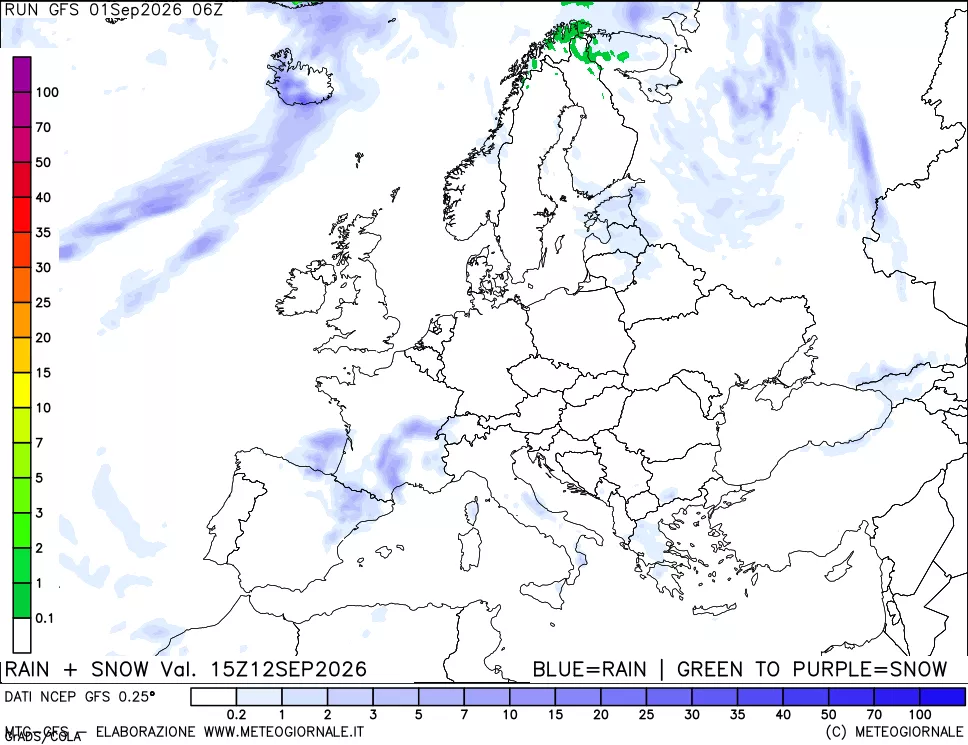mappa Precipitazioni totali e nevose