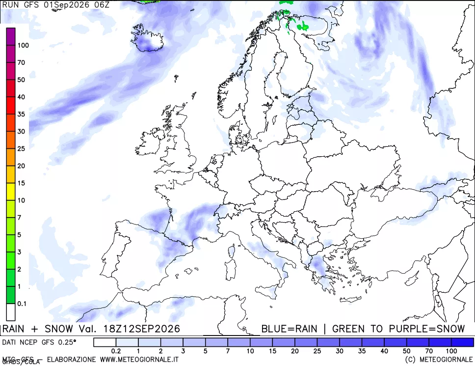 mappa Precipitazioni totali e nevose