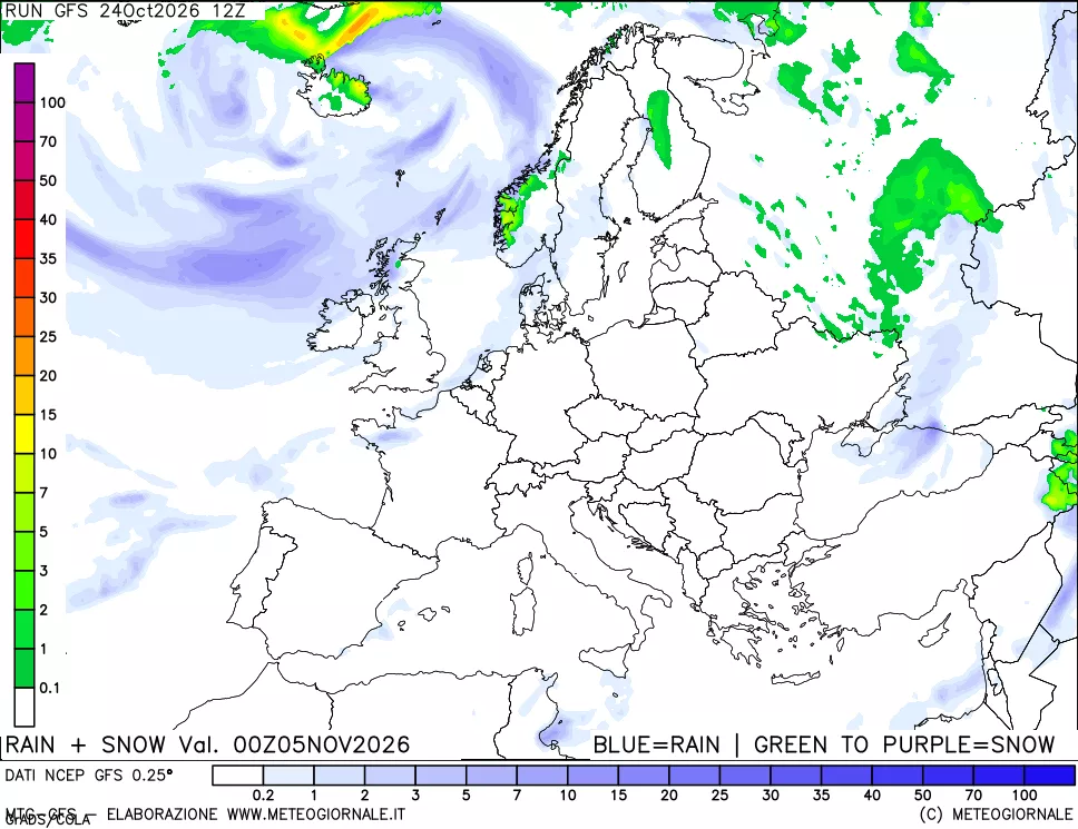 mappa Precipitazioni totali e nevose