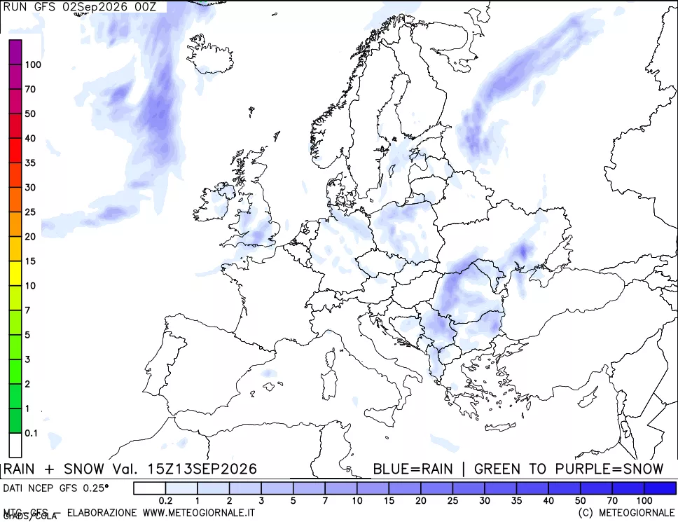 mappa Precipitazioni totali e nevose