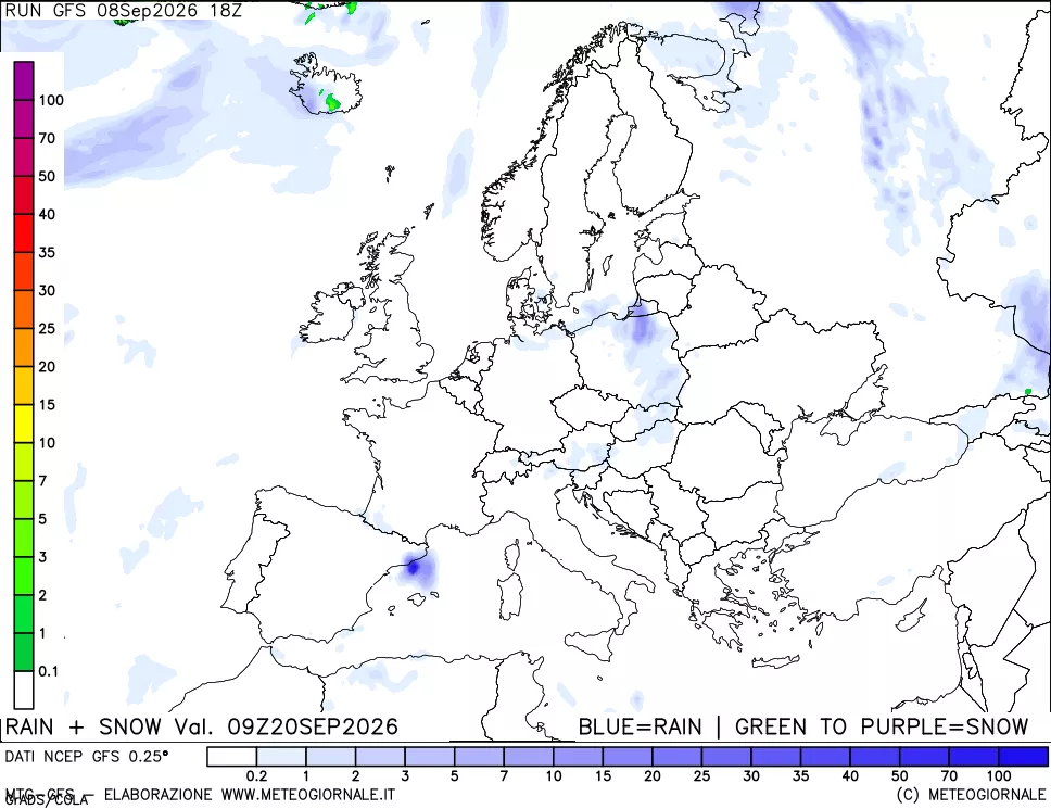 mappa Precipitazioni totali e nevose