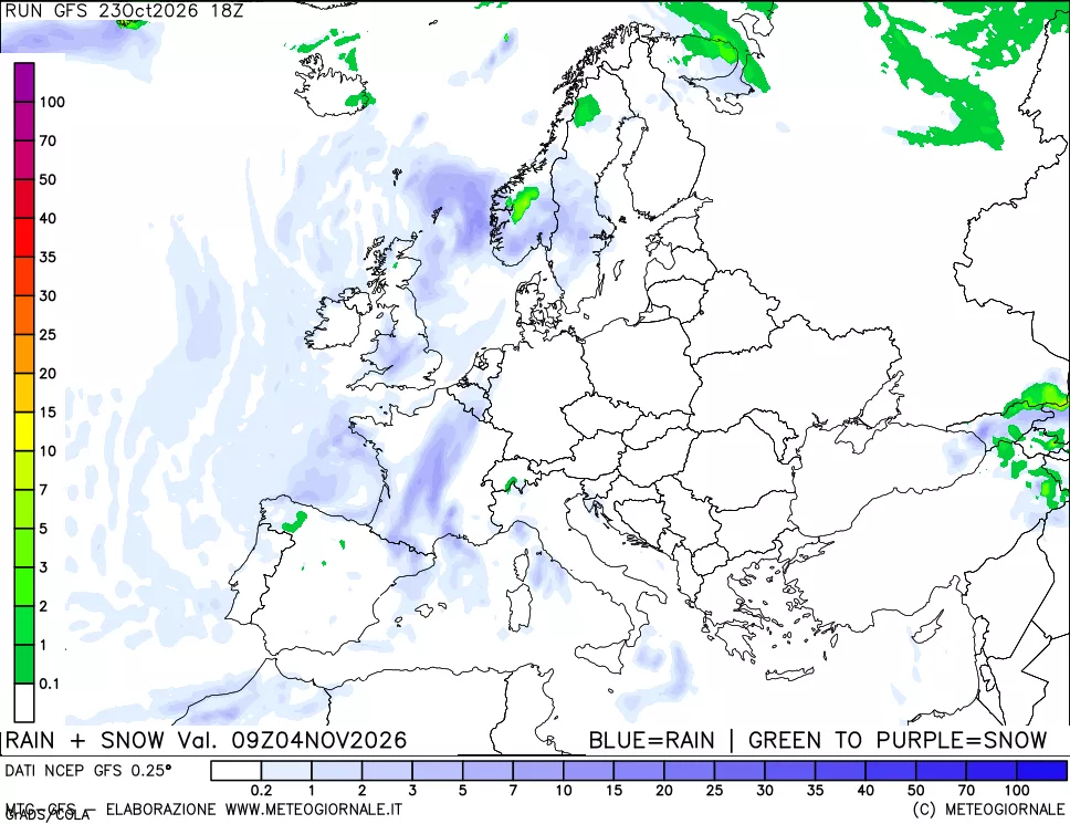 mappa Precipitazioni totali e nevose