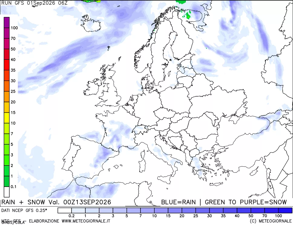 mappa Precipitazioni totali e nevose