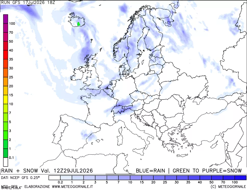 mappa Precipitazioni totali e nevose