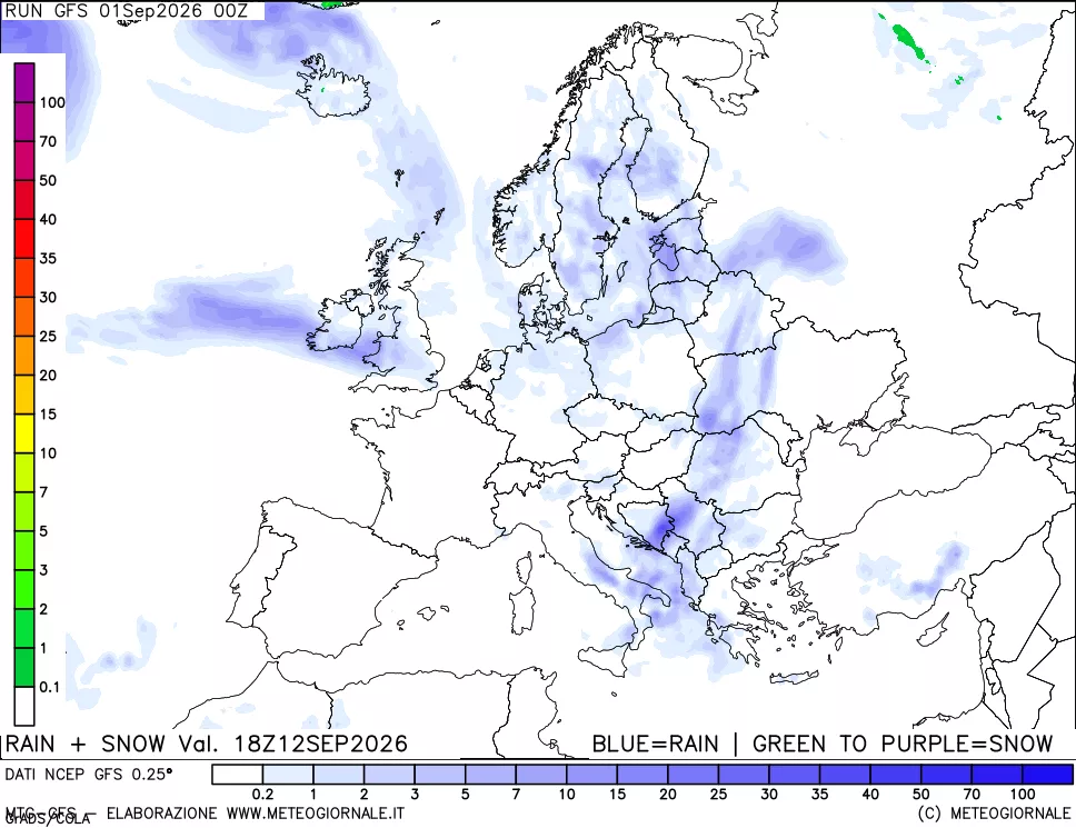 mappa Precipitazioni totali e nevose