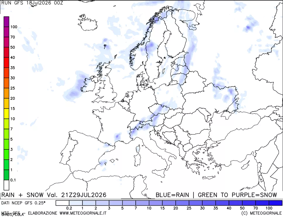 mappa Precipitazioni totali e nevose