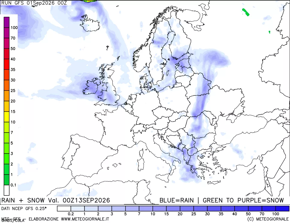 mappa Precipitazioni totali e nevose