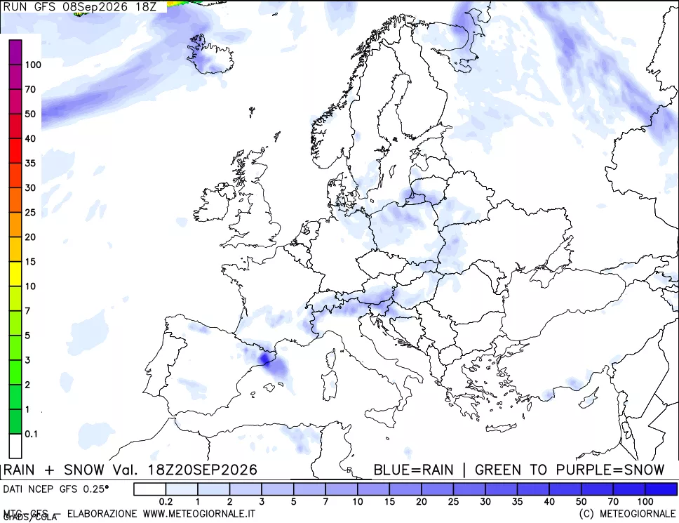 mappa Precipitazioni totali e nevose