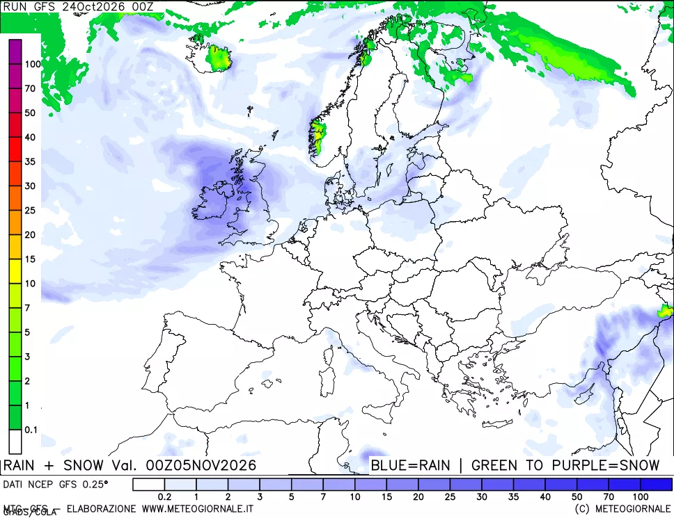 mappa Precipitazioni totali e nevose