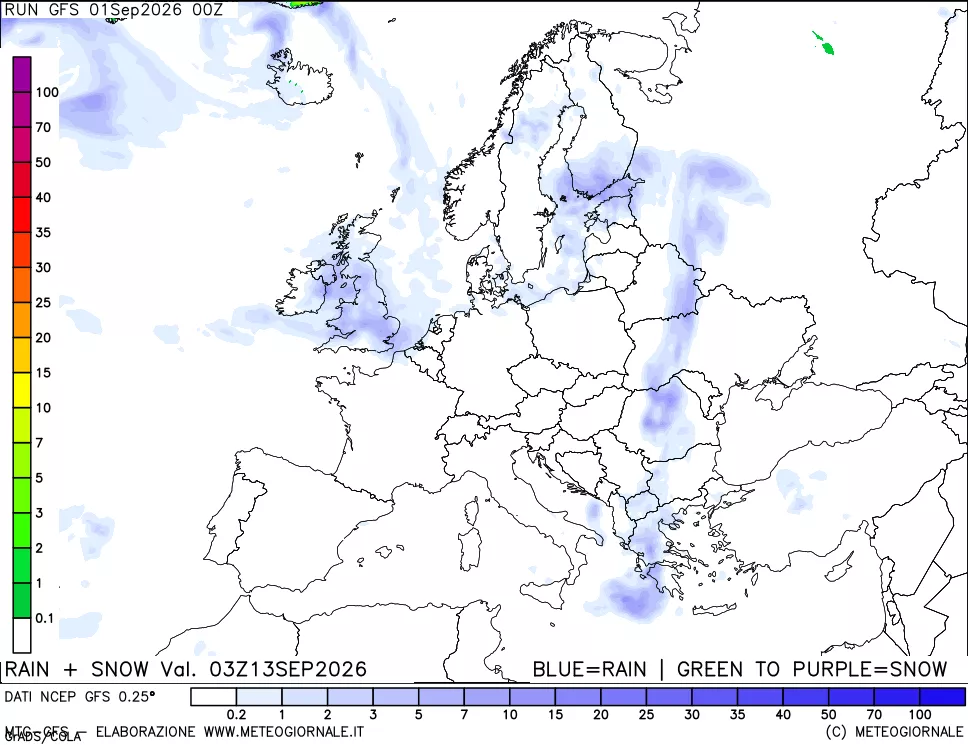 mappa Precipitazioni totali e nevose