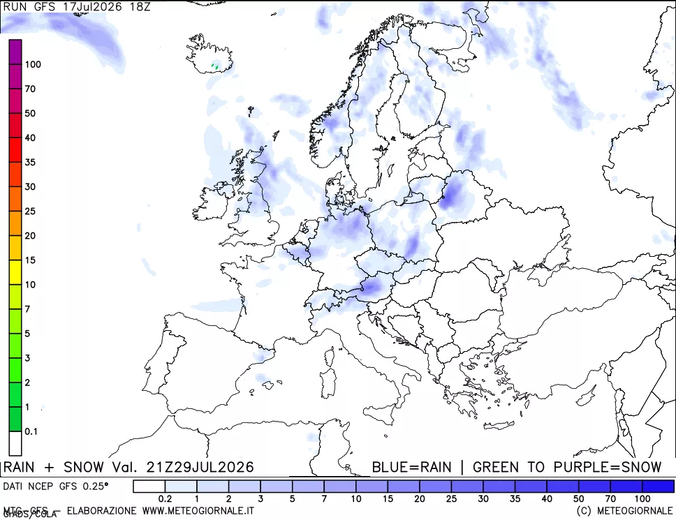 mappa Precipitazioni totali e nevose