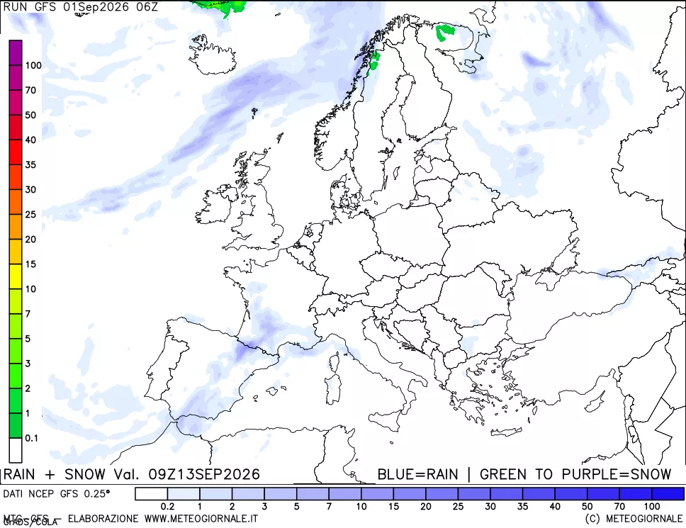 mappa Precipitazioni totali e nevose