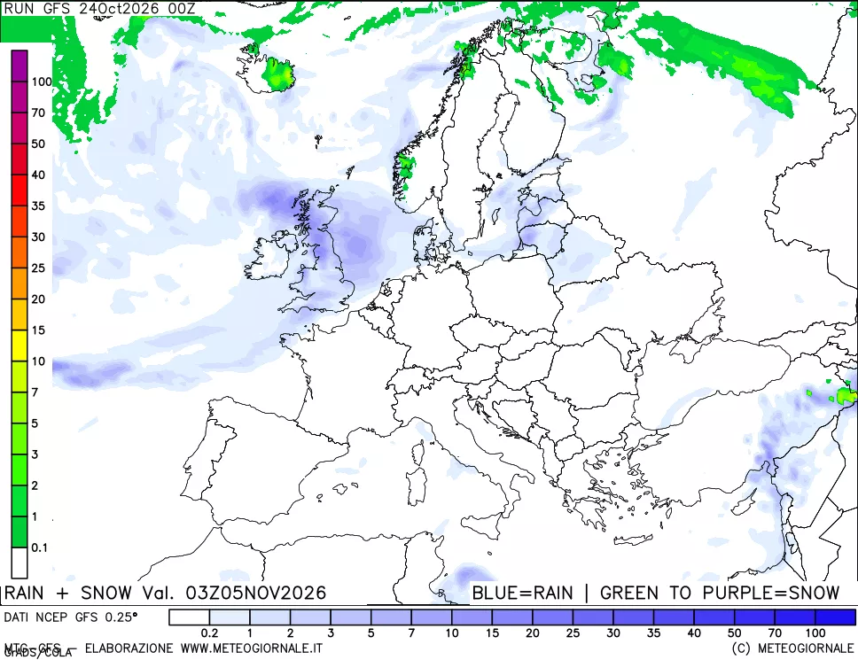 mappa Precipitazioni totali e nevose