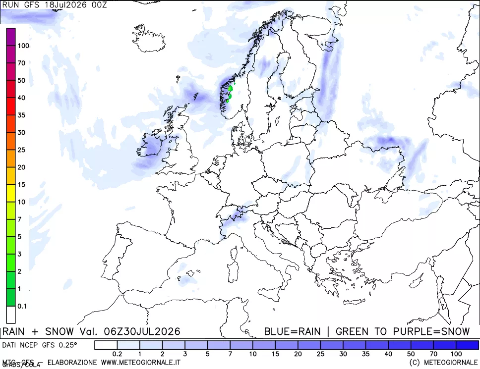 mappa Precipitazioni totali e nevose