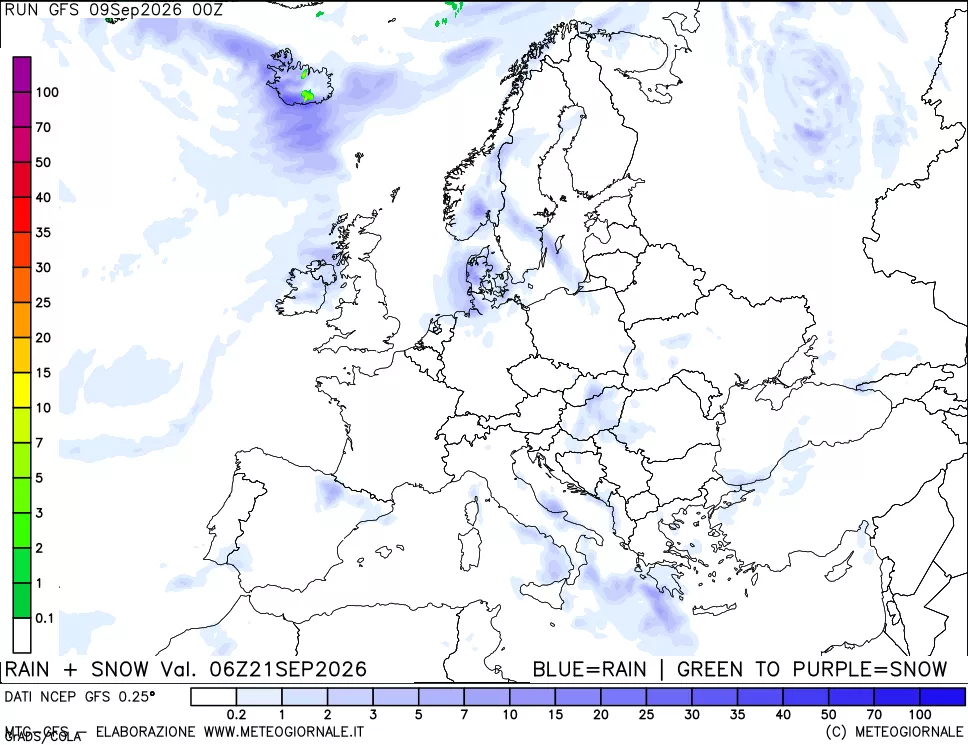 mappa Precipitazioni totali e nevose