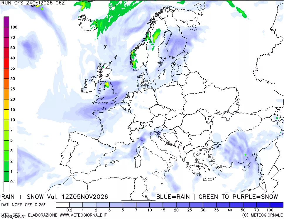 mappa Precipitazioni totali e nevose