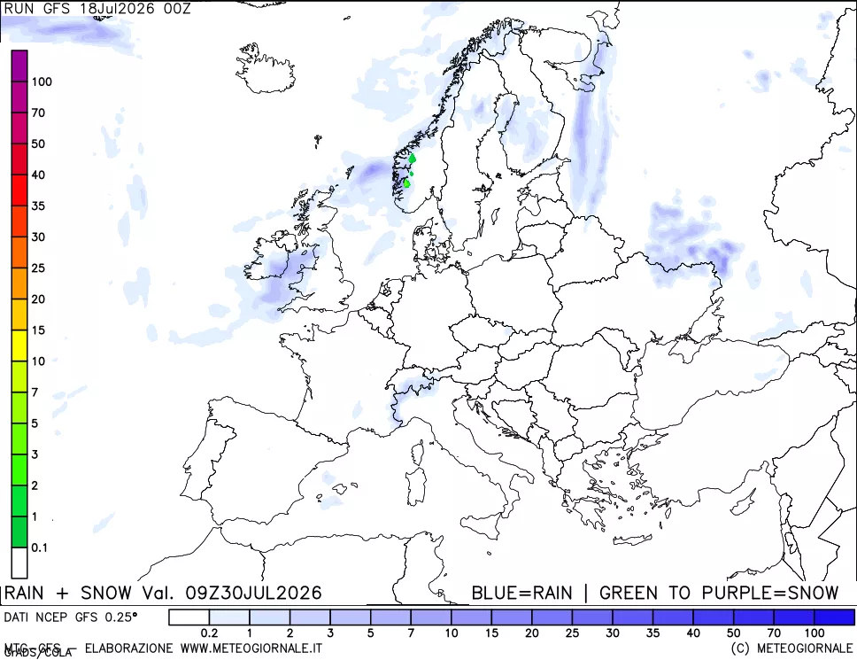 mappa Precipitazioni totali e nevose