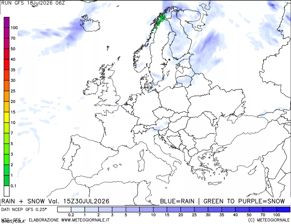 mappa Precipitazioni totali e nevose