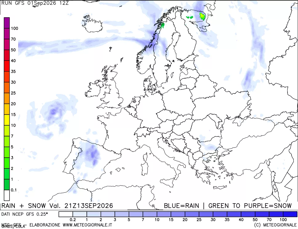 mappa Precipitazioni totali e nevose