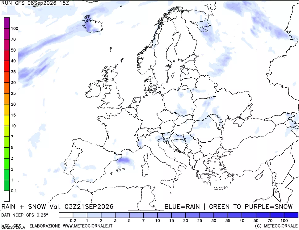 mappa Precipitazioni totali e nevose