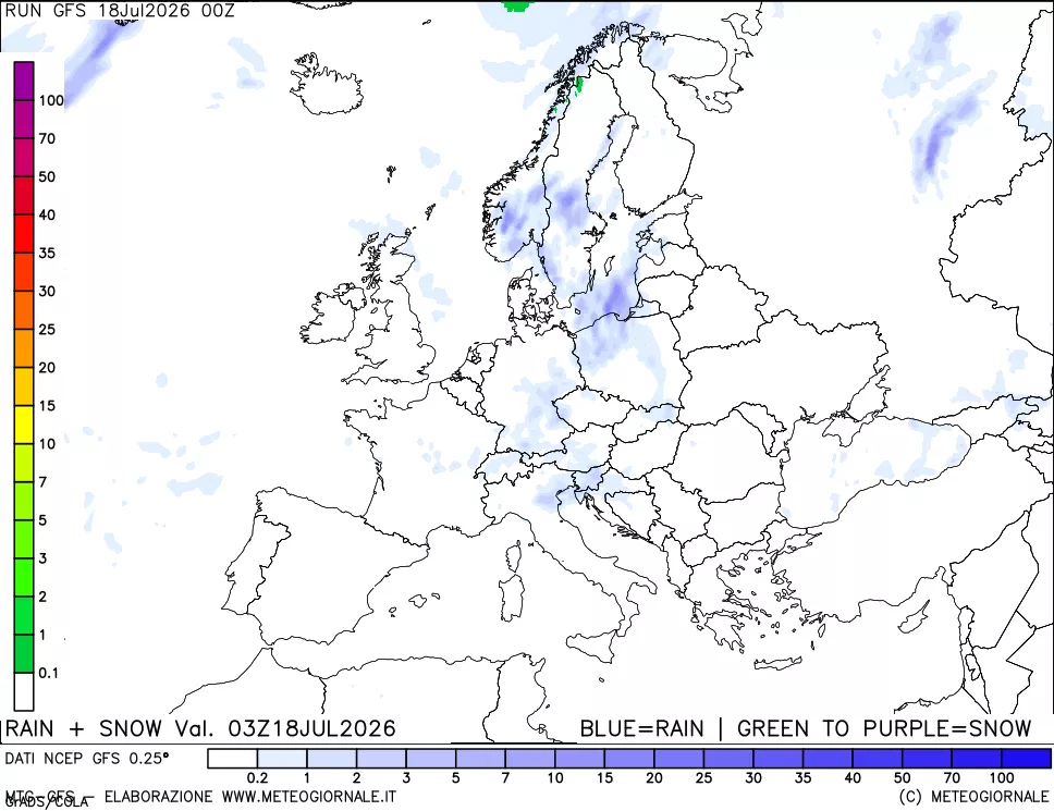 mappa Precipitazioni totali e nevose