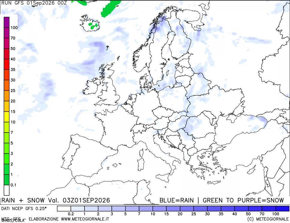mappa Precipitazioni totali e nevose