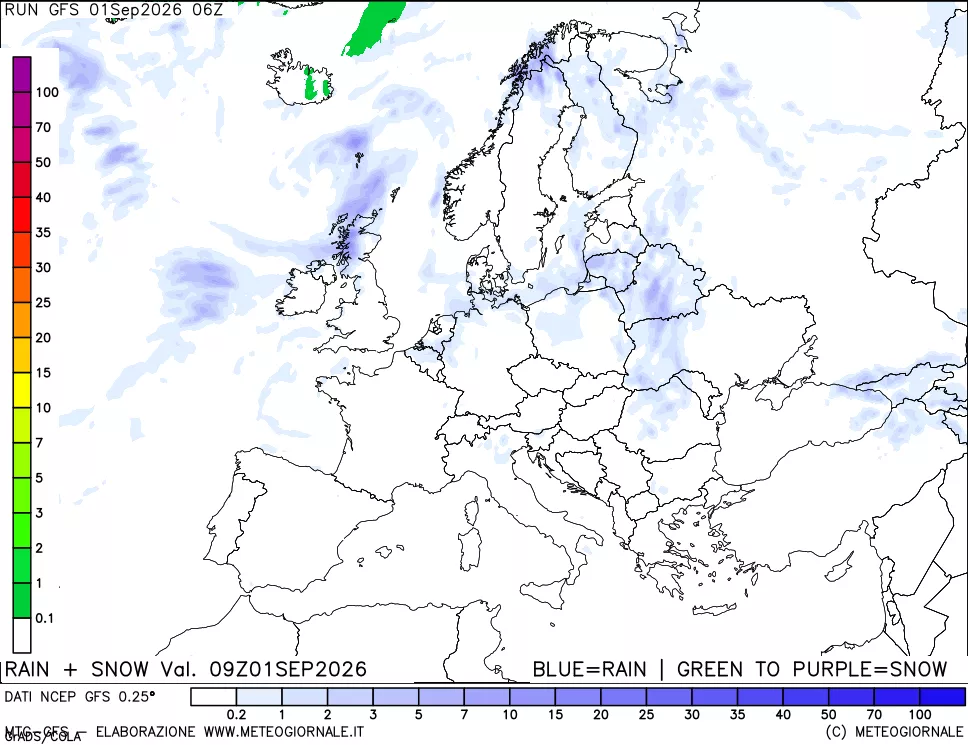 mappa Precipitazioni totali e nevose