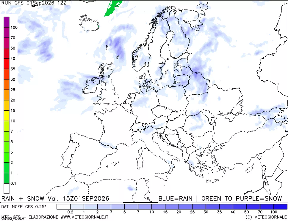 mappa Precipitazioni totali e nevose
