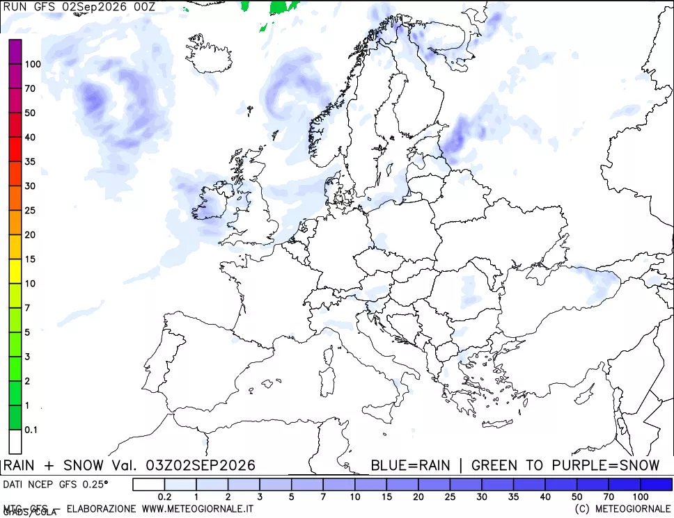 mappa Precipitazioni totali e nevose