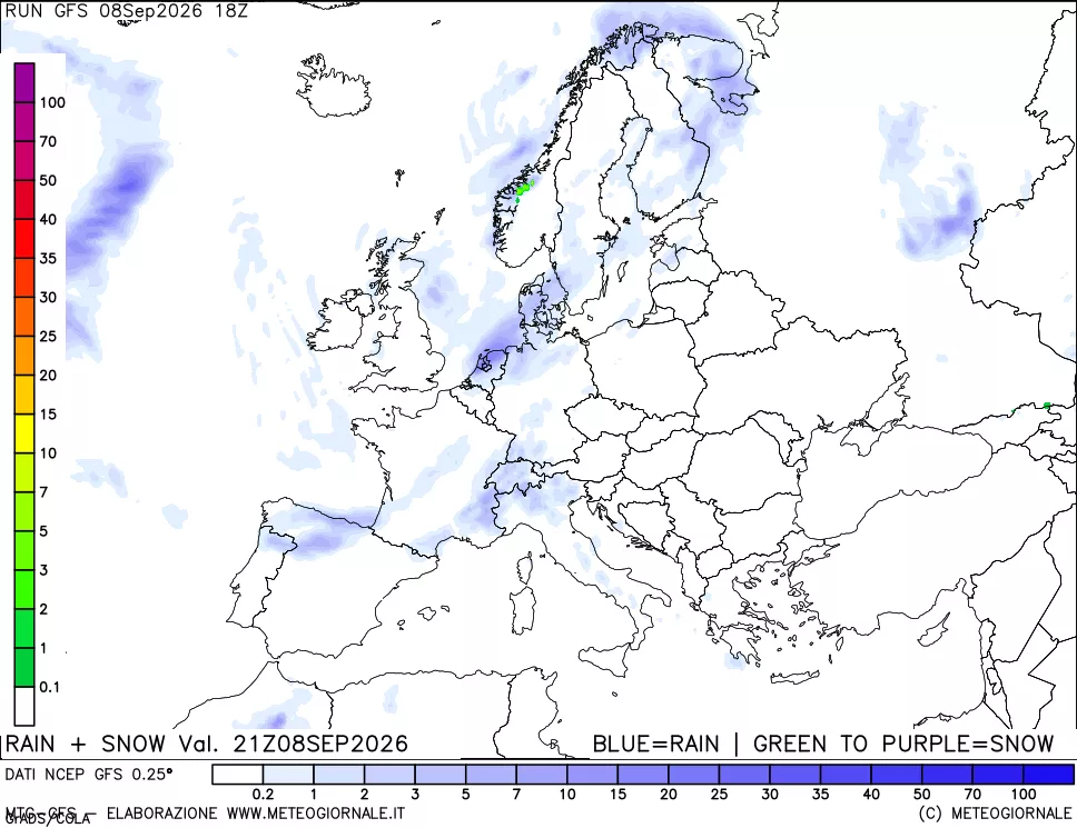 mappa Precipitazioni totali e nevose