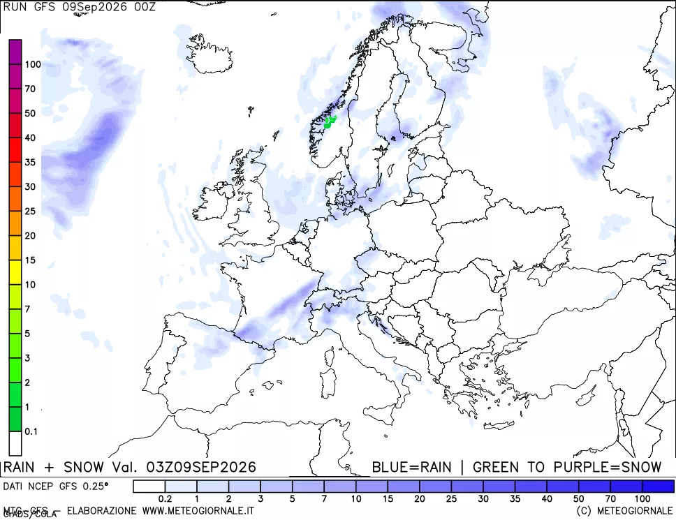 mappa Precipitazioni totali e nevose