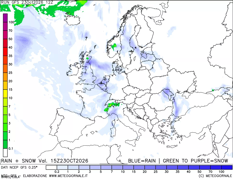 mappa Precipitazioni totali e nevose