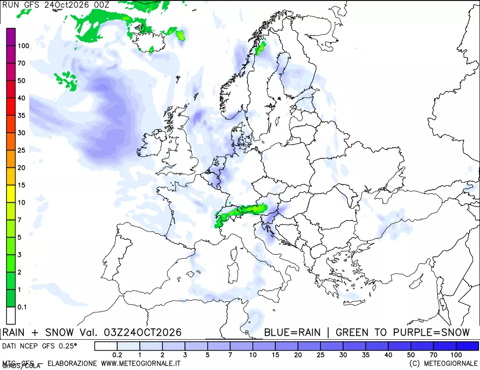 mappa Precipitazioni totali e nevose