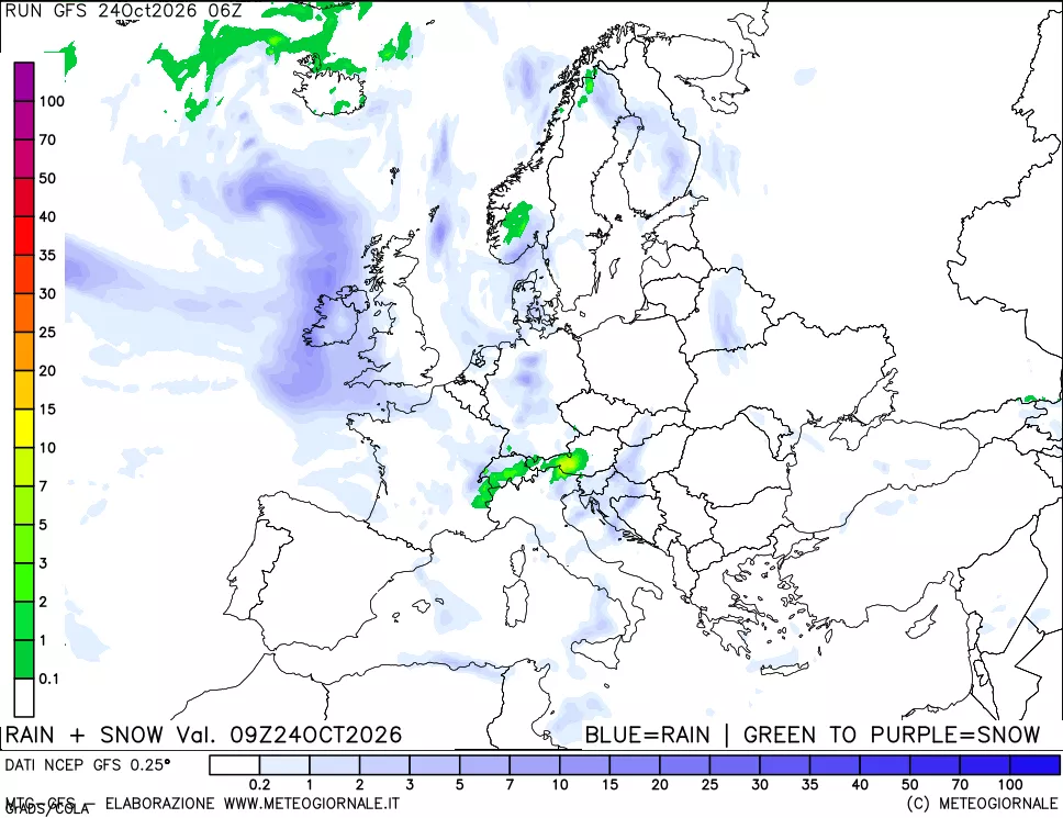 mappa Precipitazioni totali e nevose