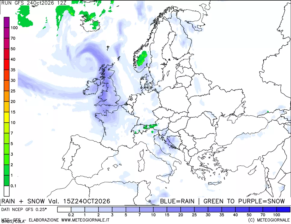 mappa Precipitazioni totali e nevose