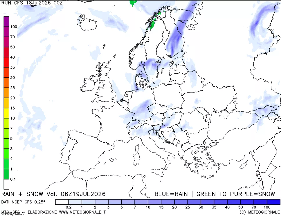 mappa Precipitazioni totali e nevose