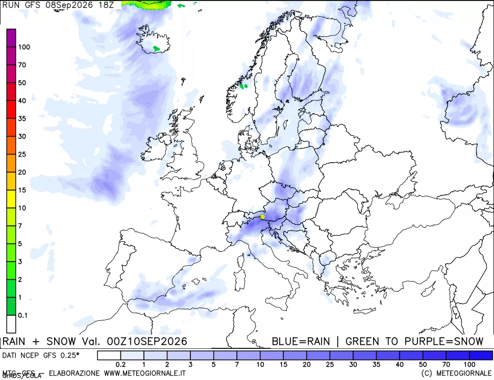 mappa Precipitazioni totali e nevose