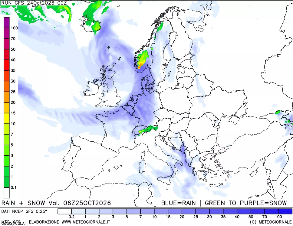 mappa Precipitazioni totali e nevose