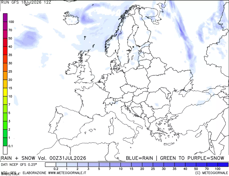 mappa Precipitazioni totali e nevose
