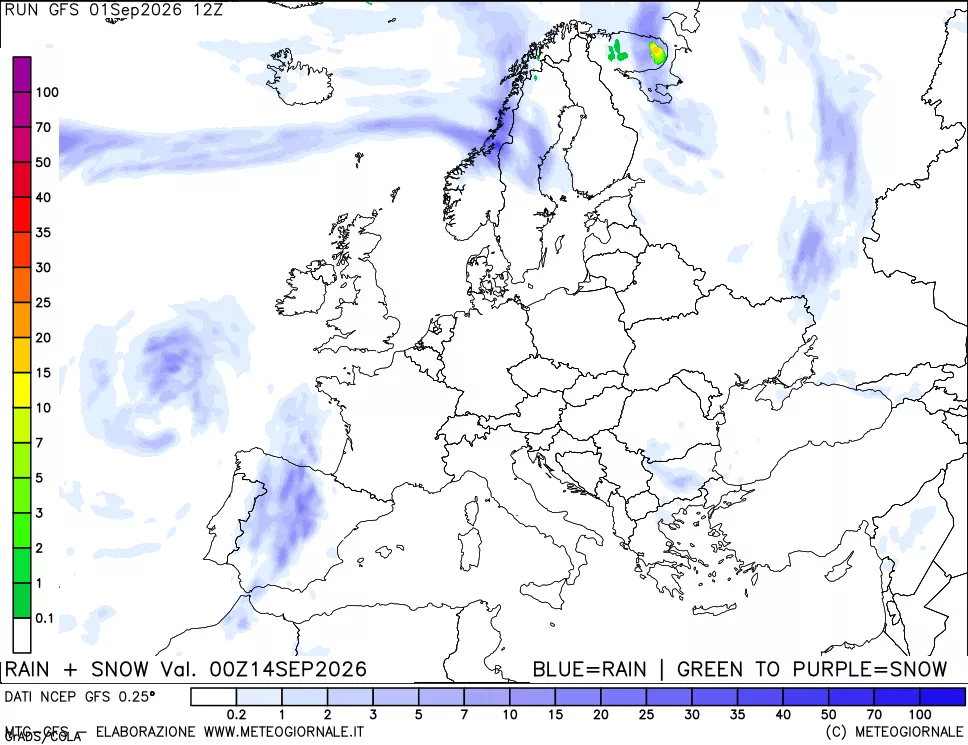 mappa Precipitazioni totali e nevose