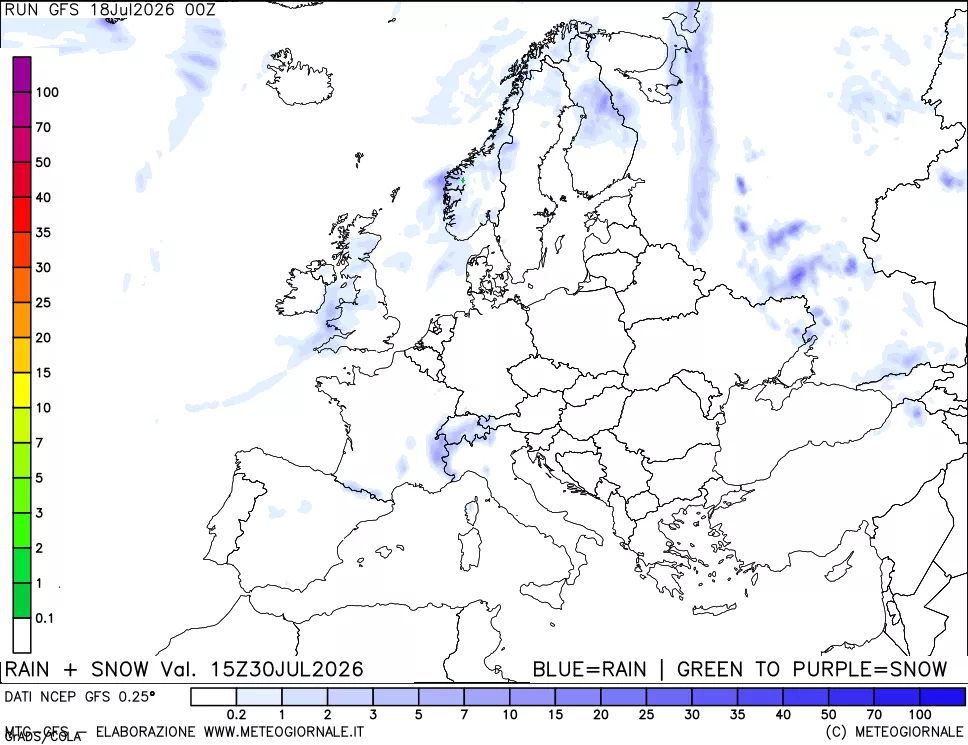 mappa Precipitazioni totali e nevose