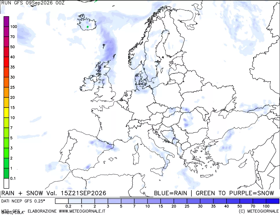 mappa Precipitazioni totali e nevose