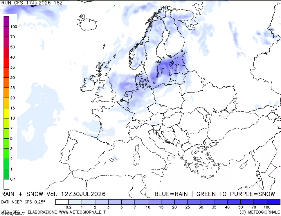 mappa Precipitazioni totali e nevose