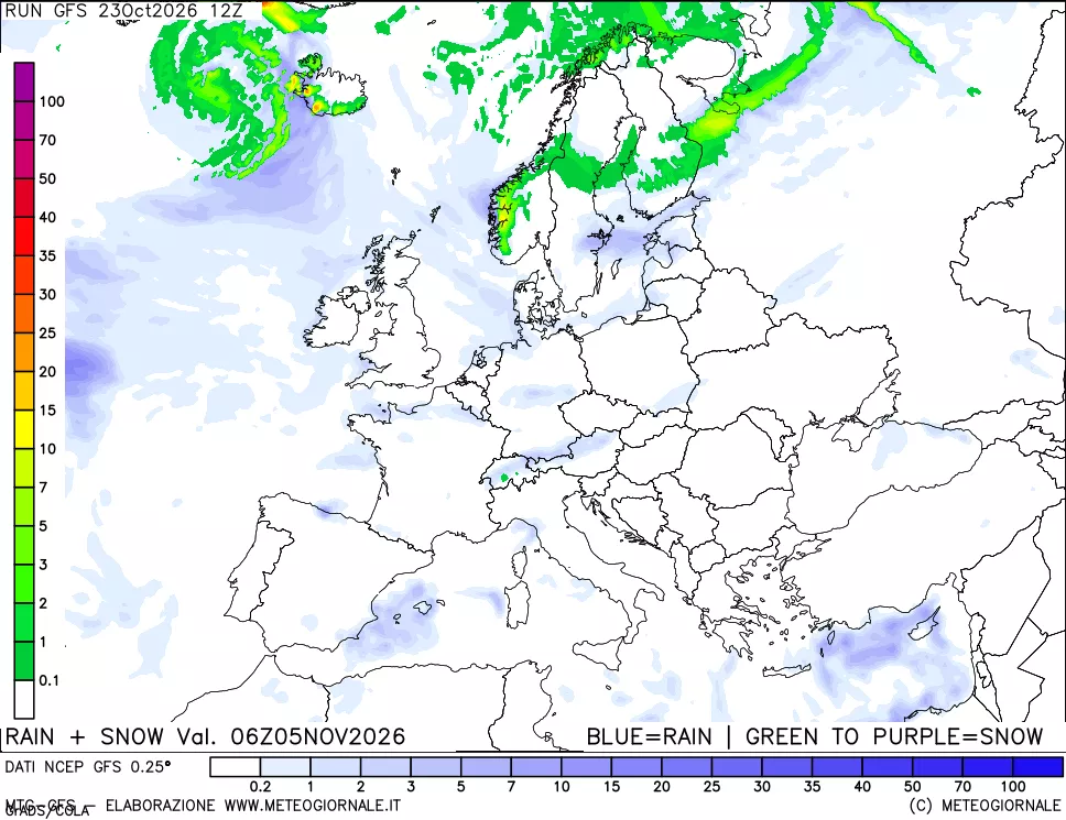 mappa Precipitazioni totali e nevose