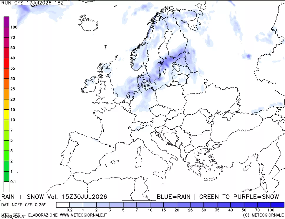 mappa Precipitazioni totali e nevose