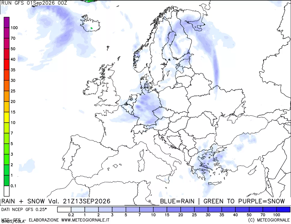 mappa Precipitazioni totali e nevose