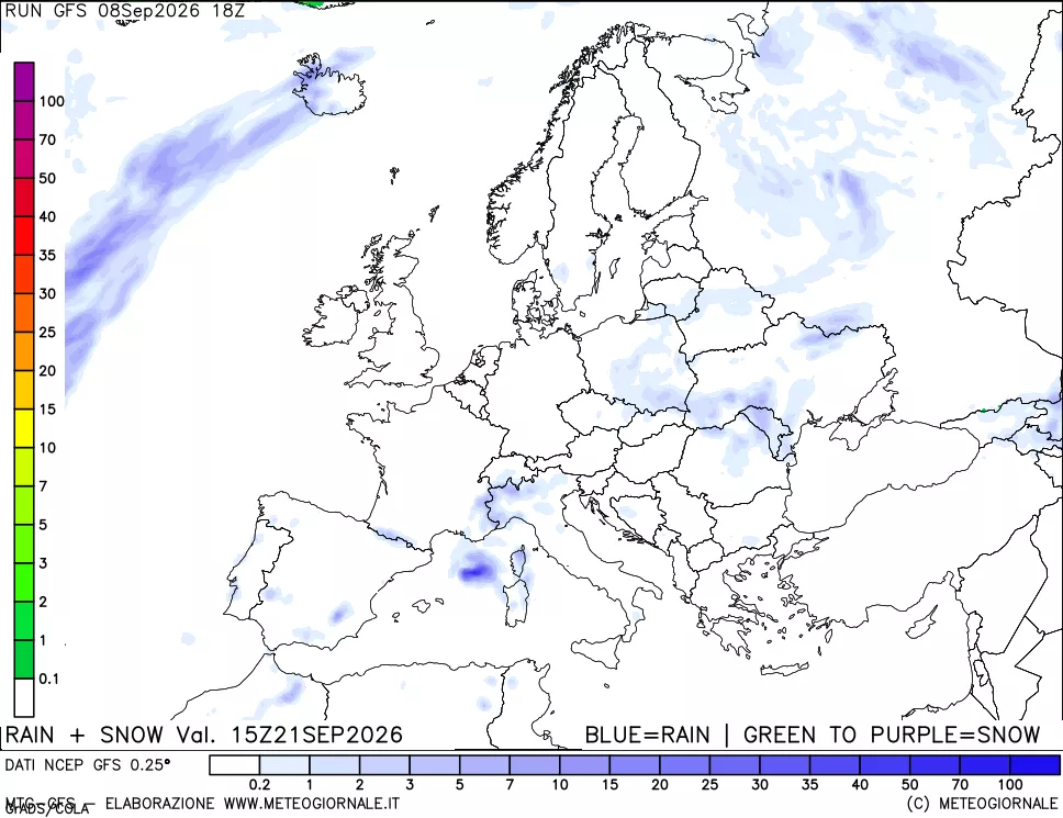 mappa Precipitazioni totali e nevose