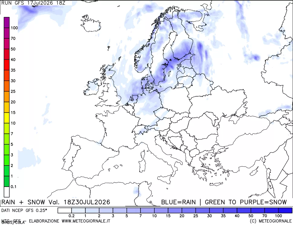 mappa Precipitazioni totali e nevose