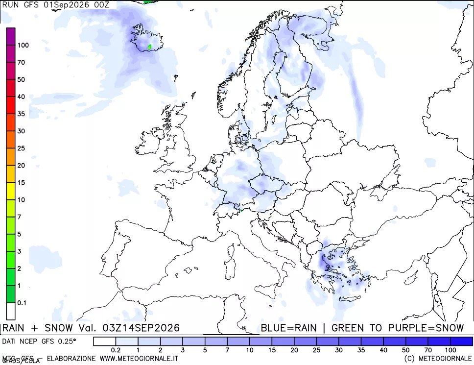mappa Precipitazioni totali e nevose
