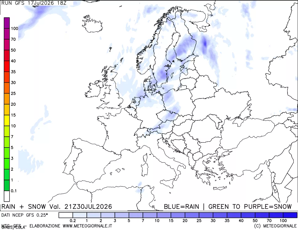 mappa Precipitazioni totali e nevose